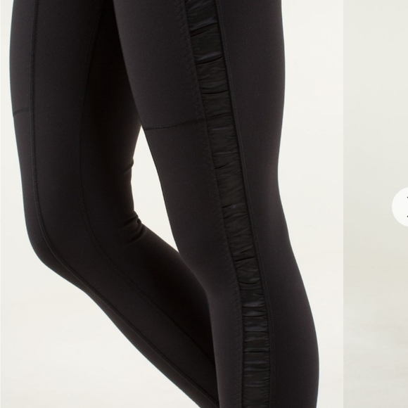 Lululemon Practice Daily Pant. Tights. Satin Ruched Details Side. Black. 10. 28" - Picture 1 of 15
